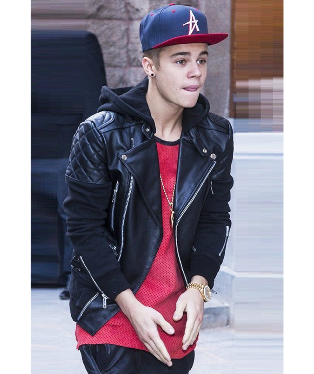 Justin Bieber Black Hoodie Leather Jacket