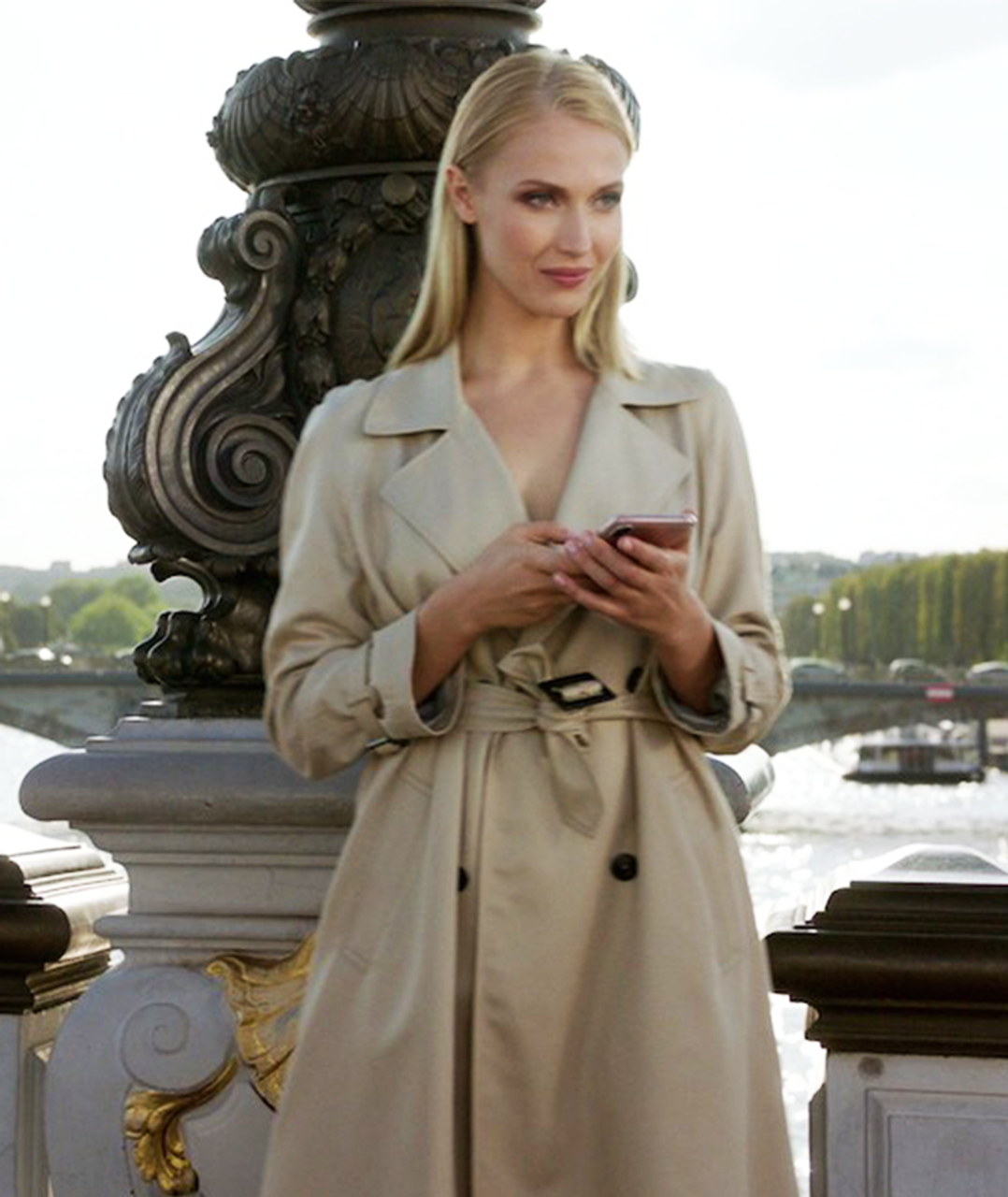 Emily In Paris Camille Razat Cotton White Trench Coat