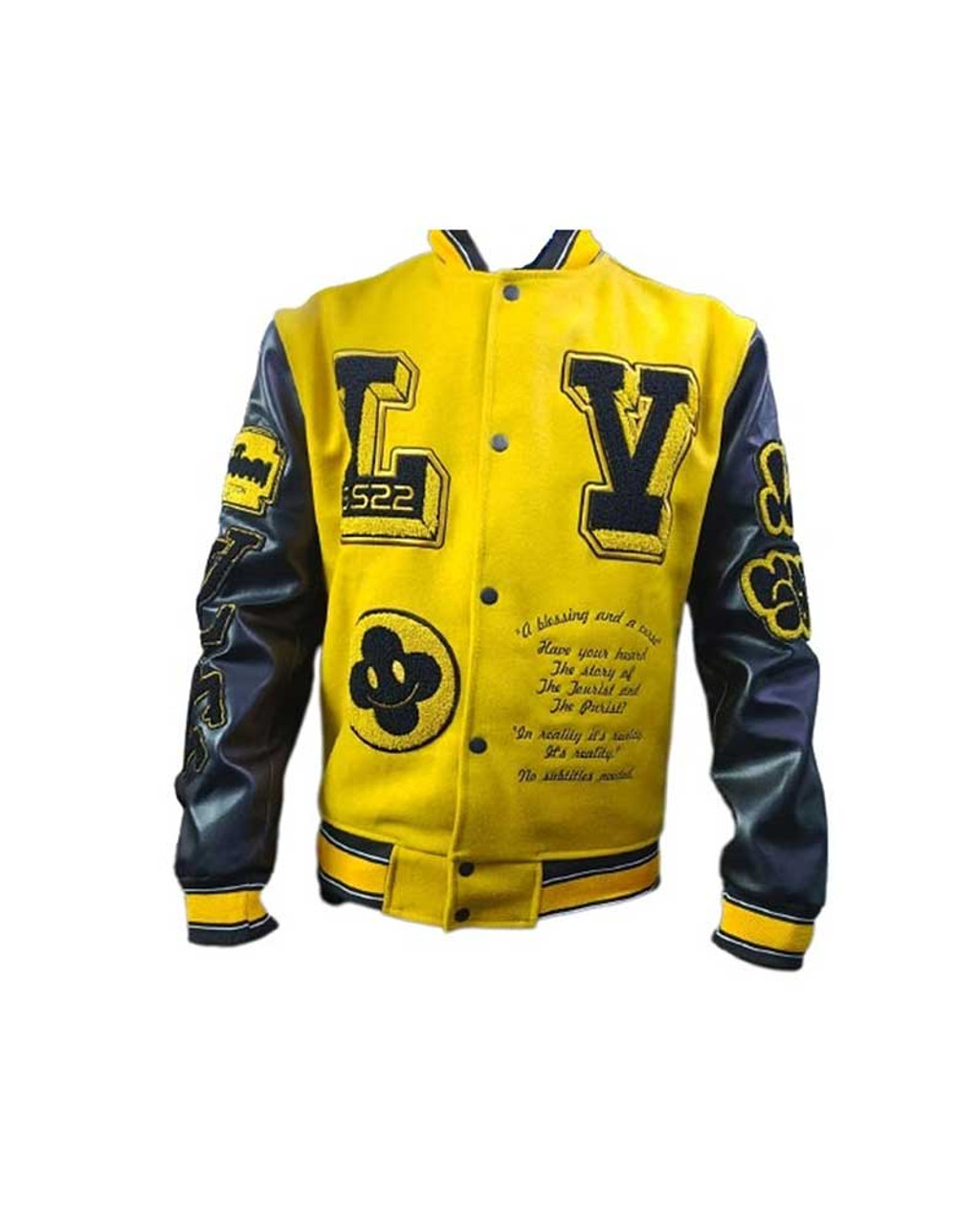 black and yellow louis vuitton varsity jacket