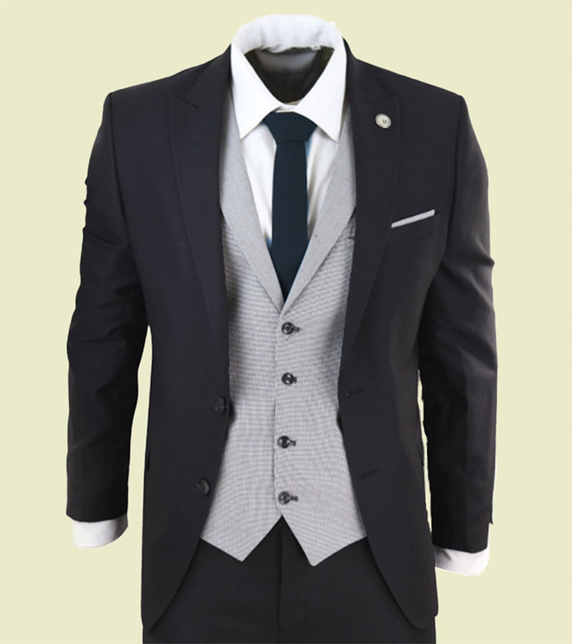 Buy Customize Black Suit V Shape Waistcoat - Free Shipping
