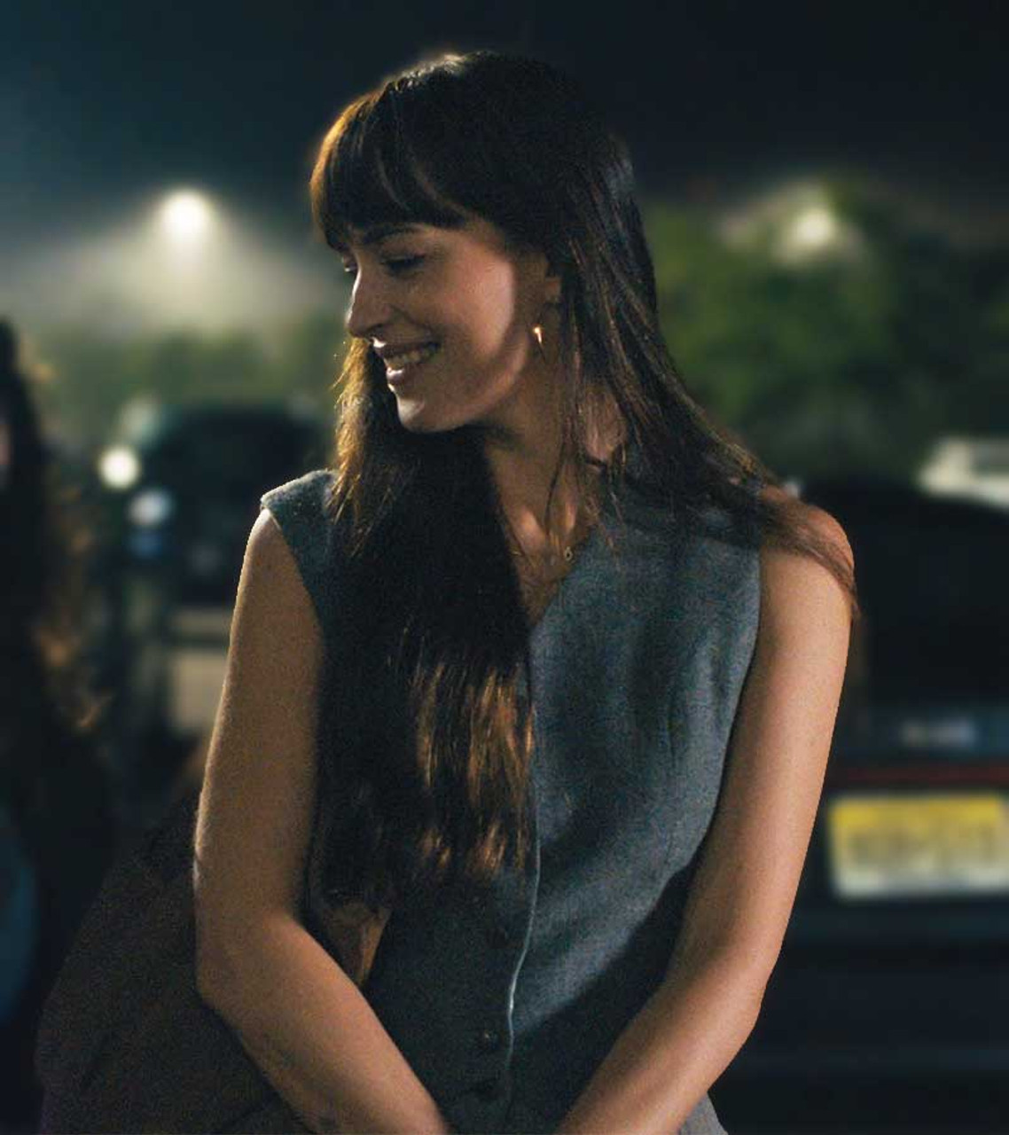 Cha Cha Real Smooth 2022 Dakota Johnson Grey Vest