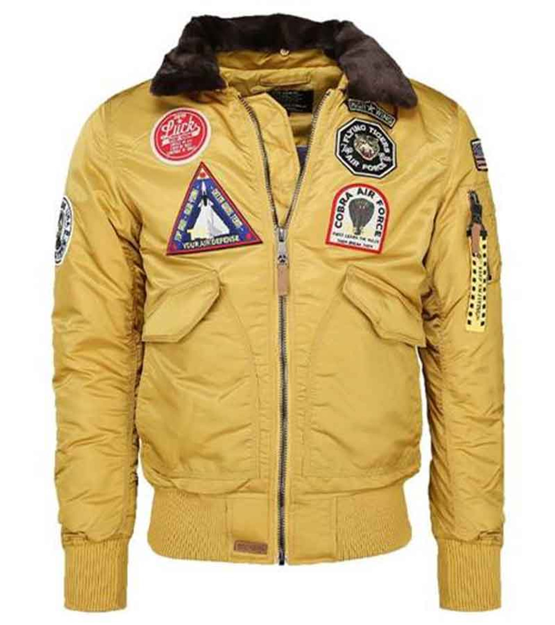 Top Gun Mens Flying Tigers Yellow Flight Jacket