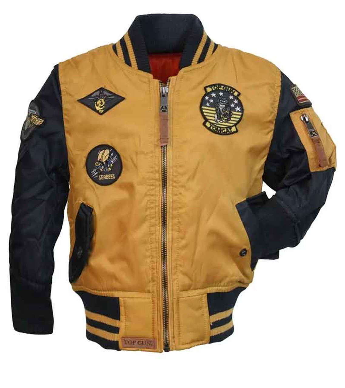 Diesel Kids Boys Reversible Black & Yellow Varsity Bomber Jacket