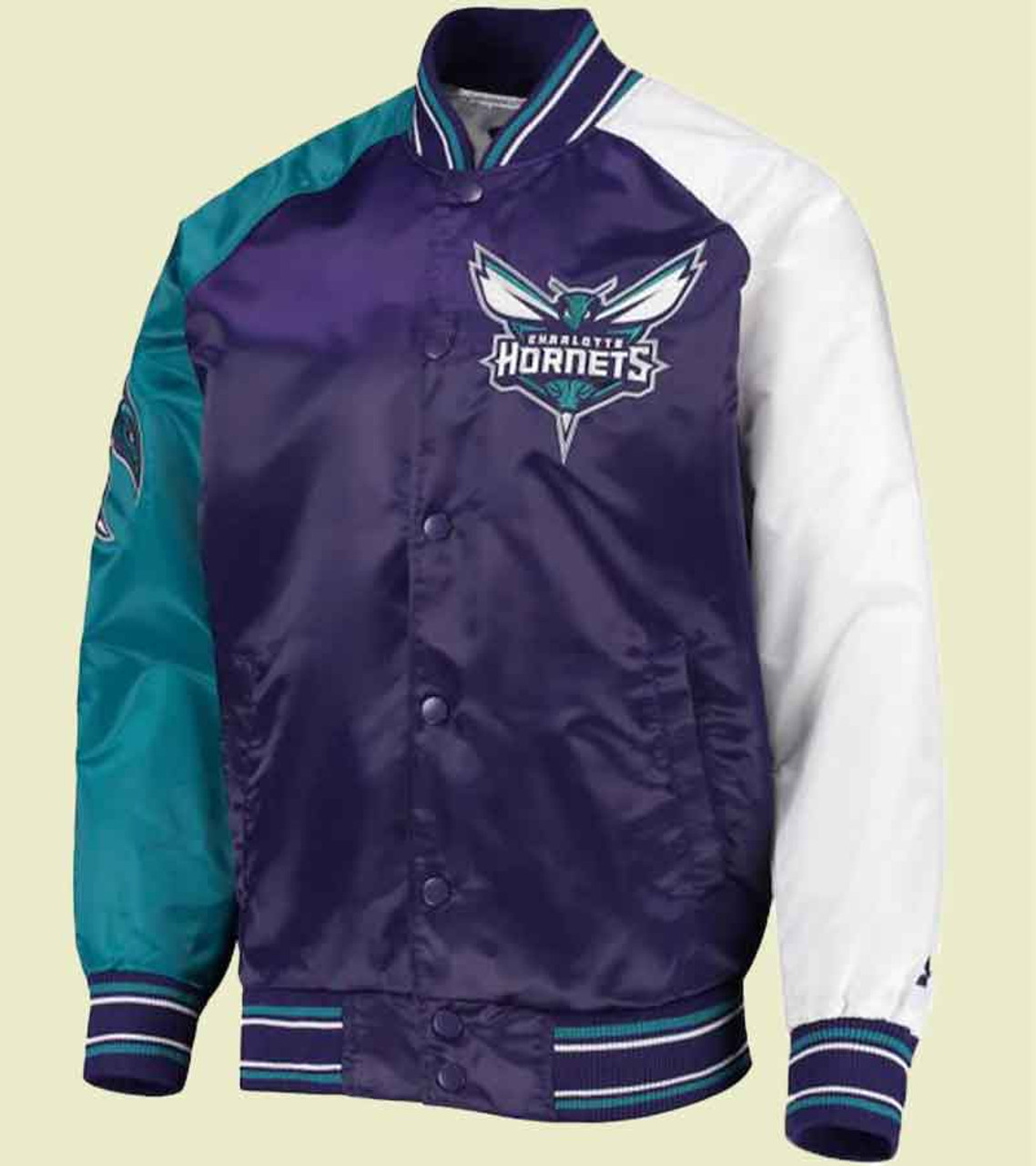 Charlotte Hornets Reliever Raglan Purple Varsity Jacket