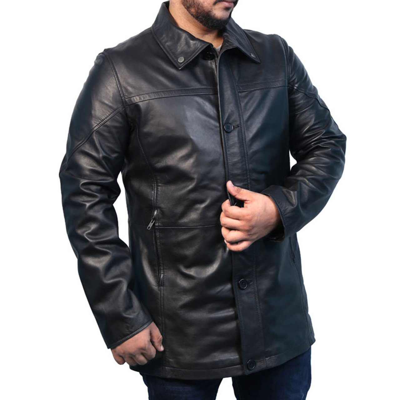 Stylish Men Biker Button Leather jacket for Men