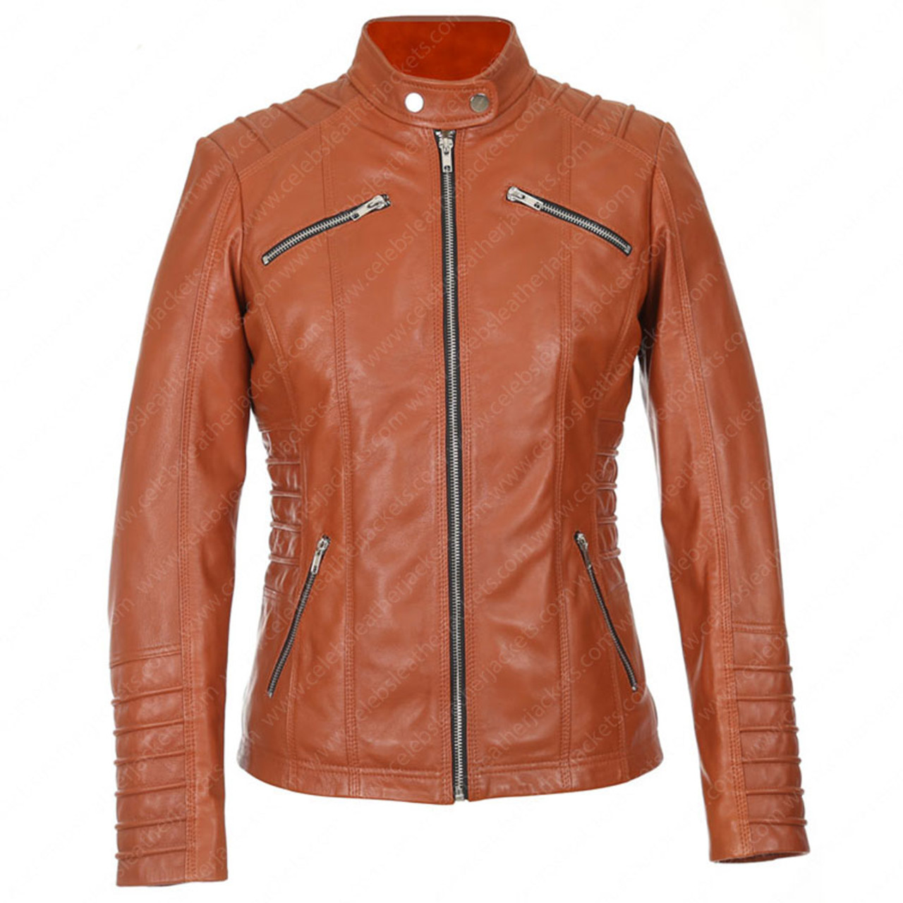 Womens Moto Burgundy Lambskin Real Leather Jacket - Genuine Leather Jackets  by Corbani