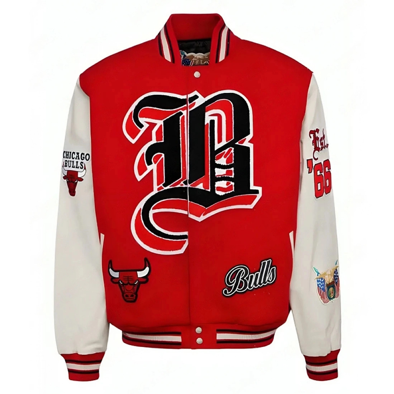 Leather & Suede Basketball Varsity Jacket chicago Bulls Size 