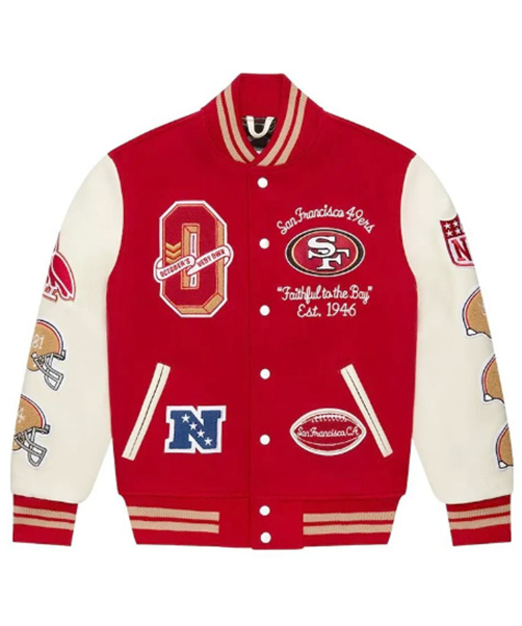 Wool/Leather Red/White San Francisco 49ers Varsity Jacket