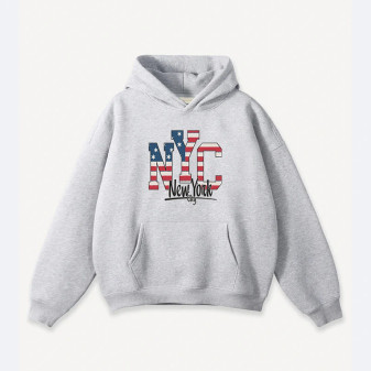 New York USA Grey Hoodie