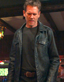 Kevin Bacon The Bondsman 2025 Hub Halloran Black Leather Jacket