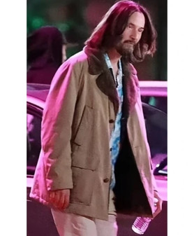 Keanu Reeves Good Fortune Gabriel Beige Shearling Jacket