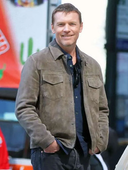 Dawson Relay 2025 Sam Worthington Suede Leather Jacket