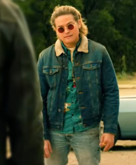 Under Fire 2025 Dylan Sprouse Blue Shearling Jacket