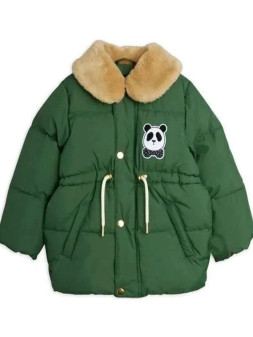 Panda Patch Green Puffer Shearling Jacket