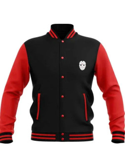 Red and Black Friday The 13th Halloween Varsity Jacket