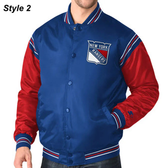 New York Rangers Wordmark Block Satin Jacket