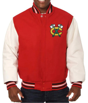 Chicago Blackhawks Red and White Varsity Jacket
