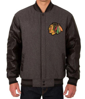 Chicago Blackhawks Charcoal Varsity Jacket
