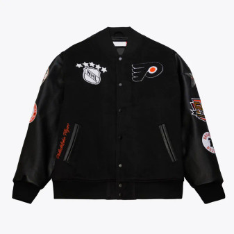 Philadelphia Flyers Black Out Wool/Leather Varsity Jacket