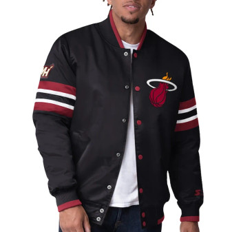 Miami Heat Scout I Black Full-Snap Starter Jacket
