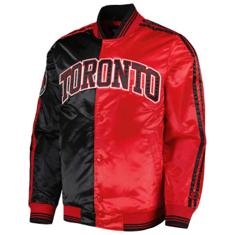 Black and Red Toronto Raptors Color Letterman Jacket