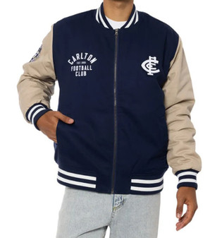 Carlton Blues Full-Zip Navy Letterman Jacket