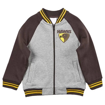 Gray and Navy Hawthorn Hawks Fleece Full-Zip Varsity Jacket