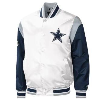 White and Blue Dallas Cowboys Warm-Up Pitch Jacket
