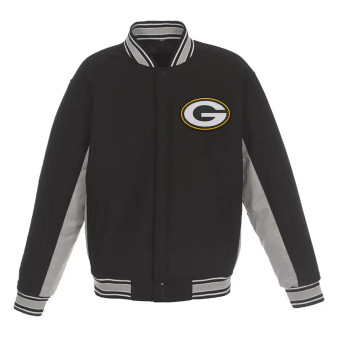 Green Bay Packers Wool Black And Grey Jacket