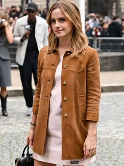 Emma Watson Spring Summer 2026 Suede Coat