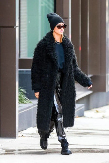 Hailey Bieber Fur Coat