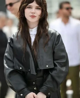 Sophie Thatcher at Her Private Hell Leather Jacket