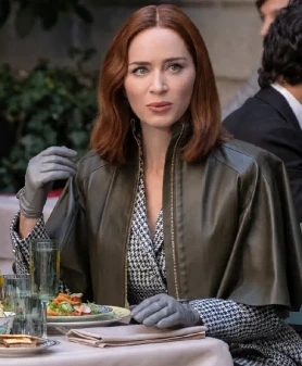 Emily Blunt 2026The Devil Wears Prada 2 Leather Capelet