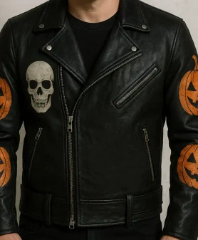 Halloween Handmade Pumpkin Leather Jacket