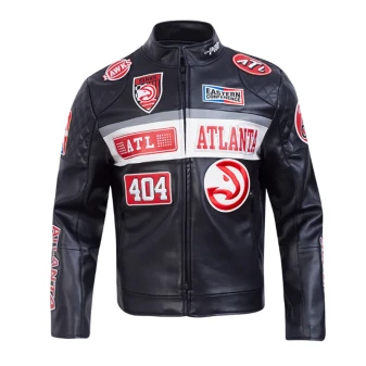 Atlanta Hawks Biker Leather Jacket