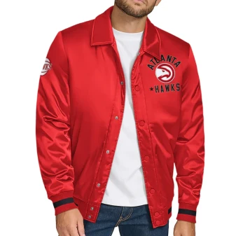 Atlanta Hawks Stitch Applique Red Jacket