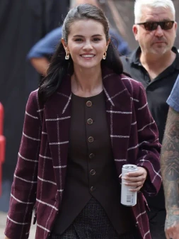 Selena Gomez Only Murders in the Building S06 Burgundy Coat