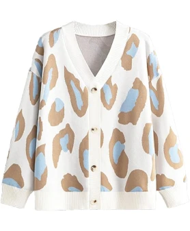Leopard Pattern Knitted Cardigan