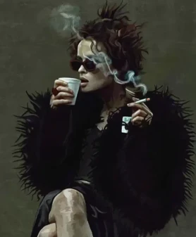 Marla Singer Fur Black Coat