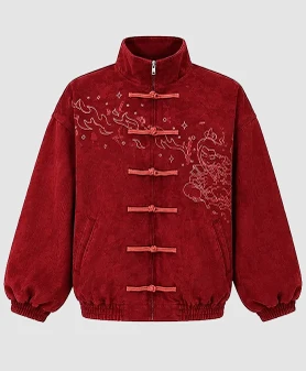 Neptun x Avatar Maroon Chinese Suede Jacket