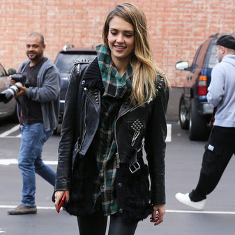 Jessica Alba Studded Black Jacket 3 Jessica Alba Studded Black Jacket 3