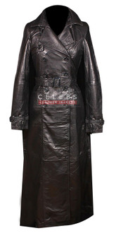 Paris Ladies Smart Casual Long Leather Coat 1