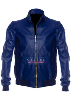 Ryan Reynolds Outfit Blue Leather Jacket 4