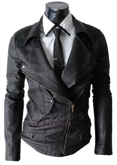 Multi Pocket Slim-Fit Rider Black Leather Jacket 1