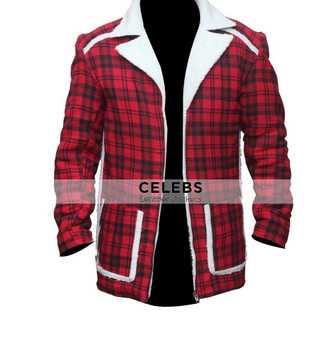 Deadpool Ryan Reynolds Red Shearling Fur Jacket