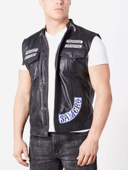 Charlie Hunnam Jax Sons Of Anarchy Teller Leather Vest With Patches 1