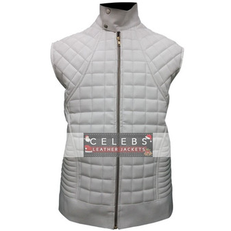 Justin Bieber White Leather Vest 1