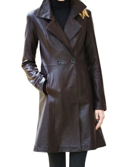 beautifully styled leather trench coat 1