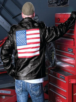 American Flag Logo Leather Jacket 1 American Flag Logo Leather Jacket 1