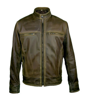 Cafe Racer Triple Stitch Distressed Biker Jacket1